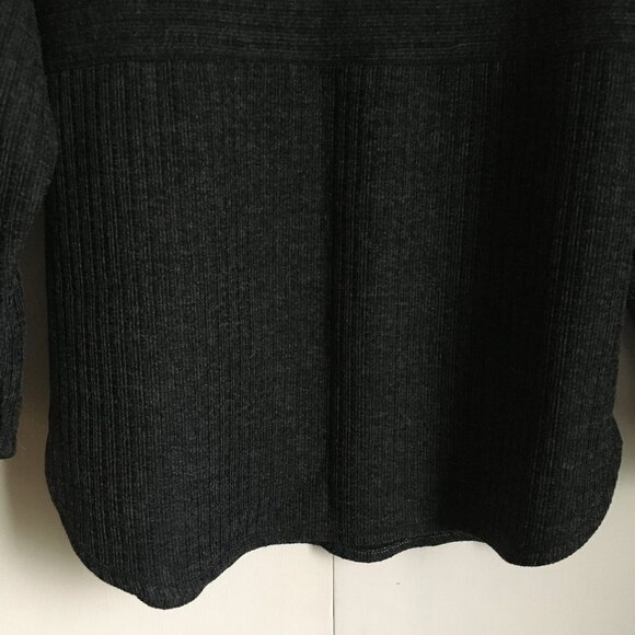 Max Studio Grey Knit Tie Up Ruched Sleeve Sweater - Picture 7 of 16